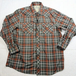 Outdoor Life Flannel Pearl Snap Button Up Shirt Lg